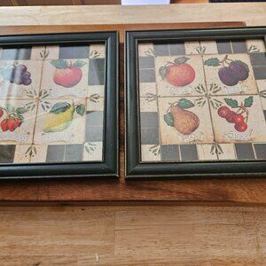 framed fruit pictures set of two wall decor farmhouse